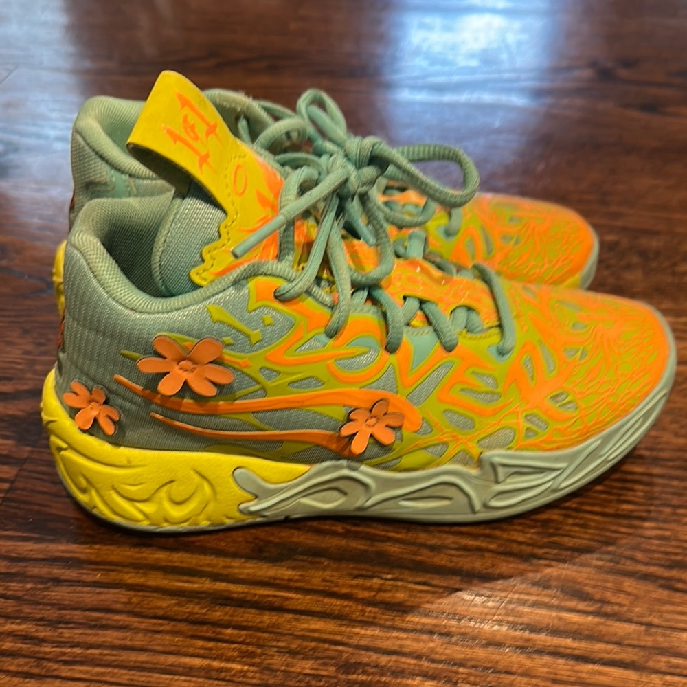 Kids Vibrant Orange and Green Sneakers